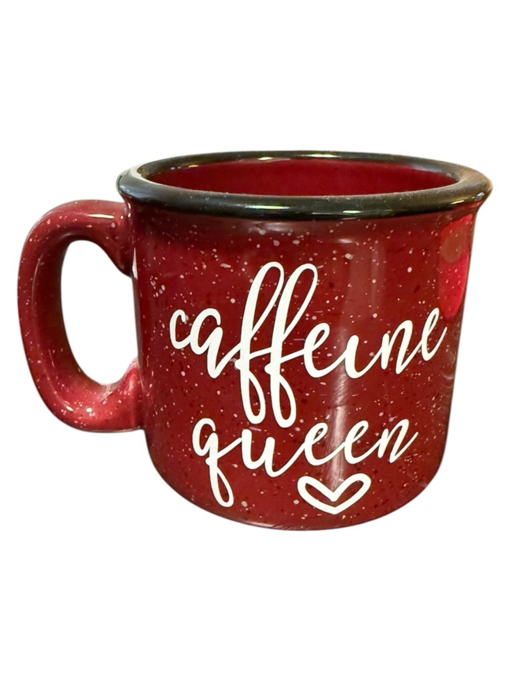 Caffeine Queen Red/Maroon Ceramic Coffee Mug with Script